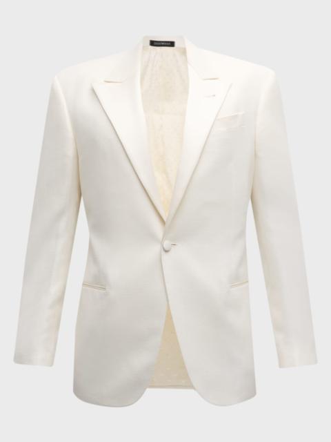 EMPORIO ARMANI Men's Textured Solid Dinner Jacket