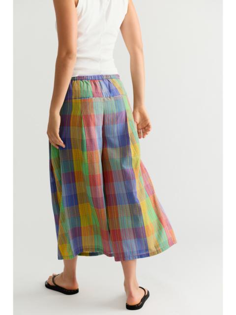 FREE PEOPLE Telluride Wide-Leg Crop Pull-On Madras Pants