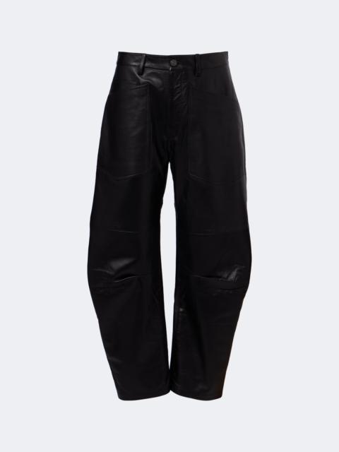 NILI LOTAN Leather barrel-leg pants