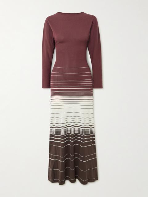 FAITHFULL Idun Twisted Open-back Striped Cotton-blend Maxi Dress