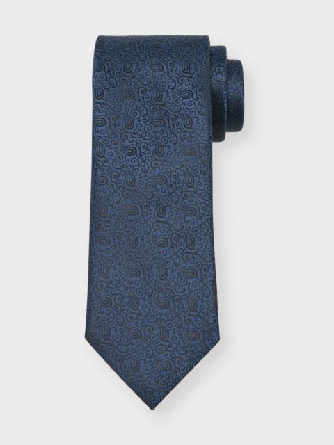 ZEGNA Men's 100 Fili Silk Paisley Jacquard Tie