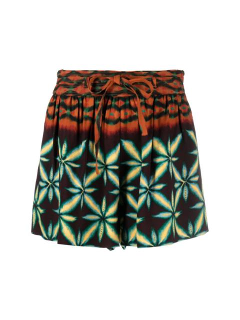 ULLA JOHNSON Olivinite abstract-patterned shorts