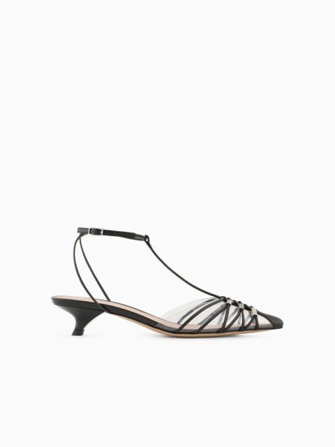 EMPORIO ARMANI Nappa-leather T-shaped court shoes with curved heel