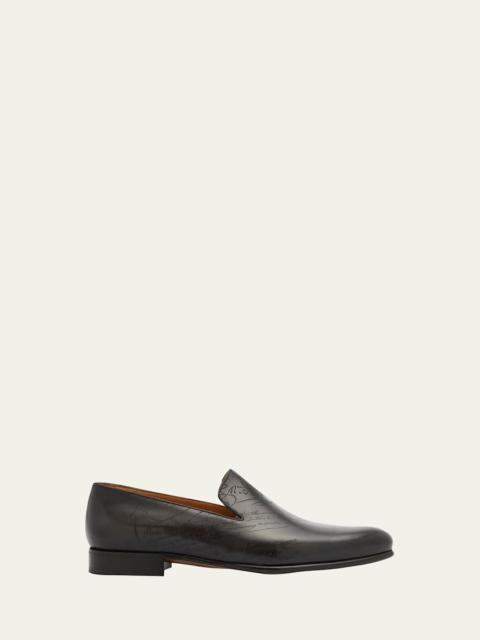 Berluti Men's Cursive Galet Scritto Leather Loafers