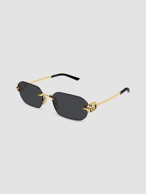 GUCCI Men's Interlocking G Stuck GG Evolution 57MM Rimless Rectangular Sunglasses - Gold