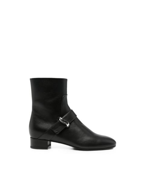 EMPORIO ARMANI nappa leather ankle boots with a side zip and metal buckle