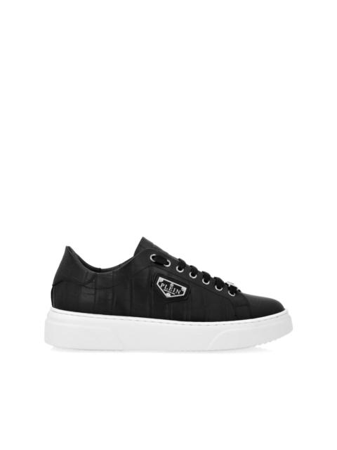 PHILIPP PLEIN Iconic Plain-plaque croc-effect sneakers