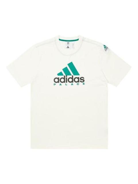 Men's adidas x PALACE Crossover FW22 Alphabet Logo Round Neck Pullover Short Sleeve Creamy White T-S