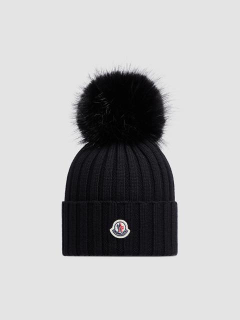 Moncler Wool Beanie with Pom Pom