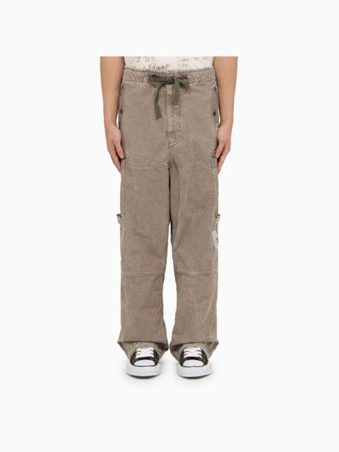 Grey washed effect cotton trousers