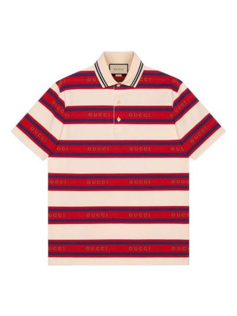GUCCI GUCCI SS21 Gucci Stripe Logo Polo 'Ivory Red' 645258-XJC6I-9209