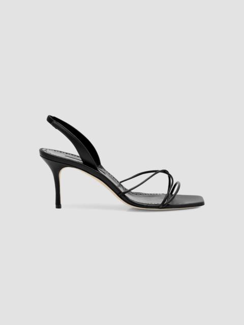 Manolo Blahnik Women's 70MM Leather Slingback Sandals - Black
