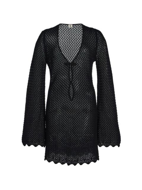 Tanzania Pointelle-Knit Organic Cotton Mini Dress black