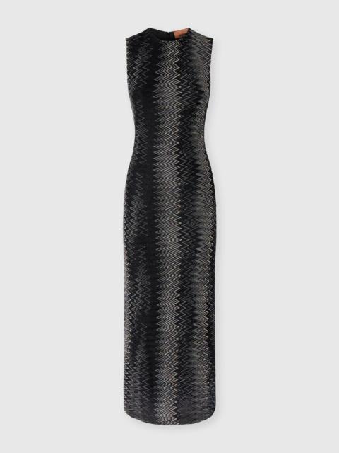Missoni Flared midi dress in viscose lamé chevron