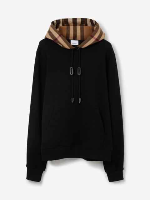 Burberry Check Hood Cotton Oversized Hoodie