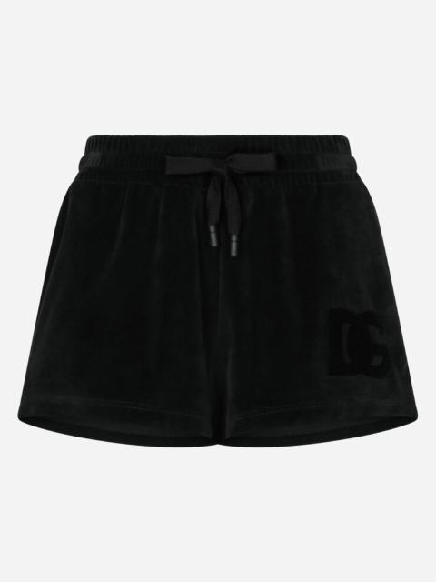 Chenille shorts with Dolce&Gabbana embroidery