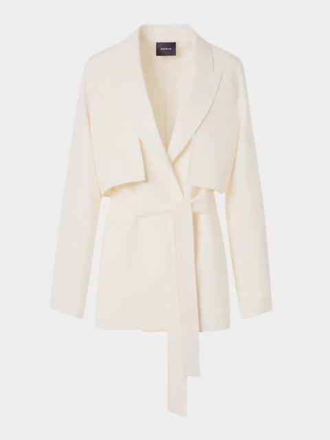 AKRIS Duo Convertible Linen-Wool Coat