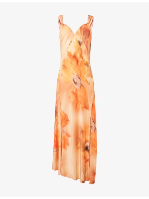 Never Fully Dressed Sofia Floral Knot-Strap Bias-Cut Woven Maxi Dress