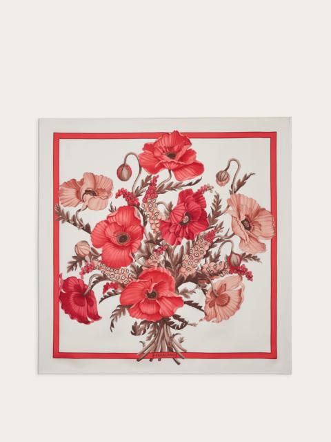 FERRAGAMO Poppies print silk foulard