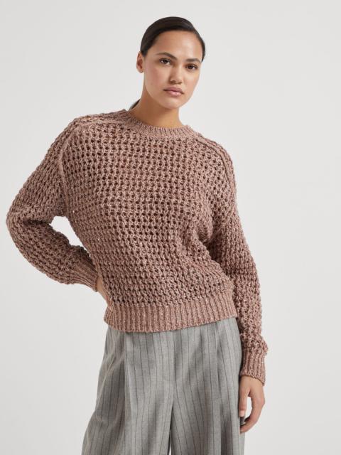 Silk and linen rustic dazzling net sweater