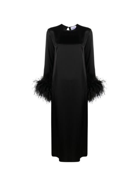 SLEEPER Suzi feather-cuffs maxi dress