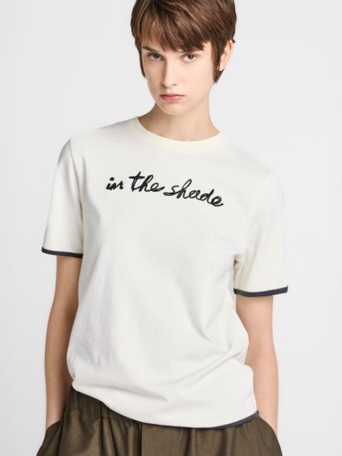 JW Anderson WOMENS 'IN THE SHADE' T-SHIRT IN ECRU & WASHED BLACK