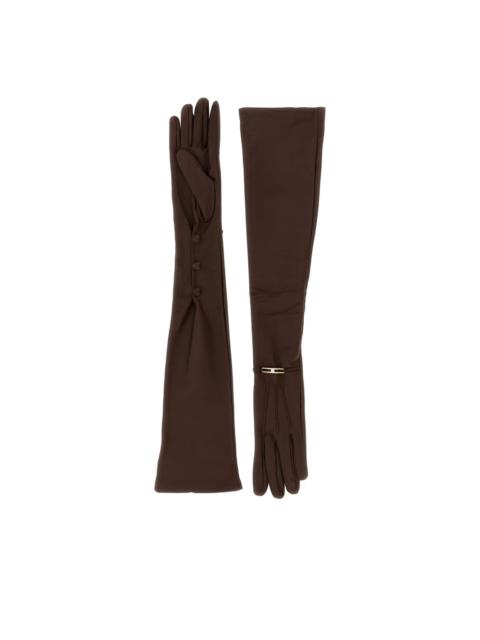 ELISABETTA FRANCHI logo-plaque leather gloves