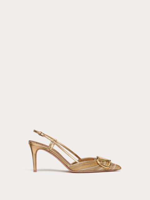 VLOGO SIGNATURE METALLIC SLINGBACK PUMPS WITH CORNELY EMBROIDERY 80MM