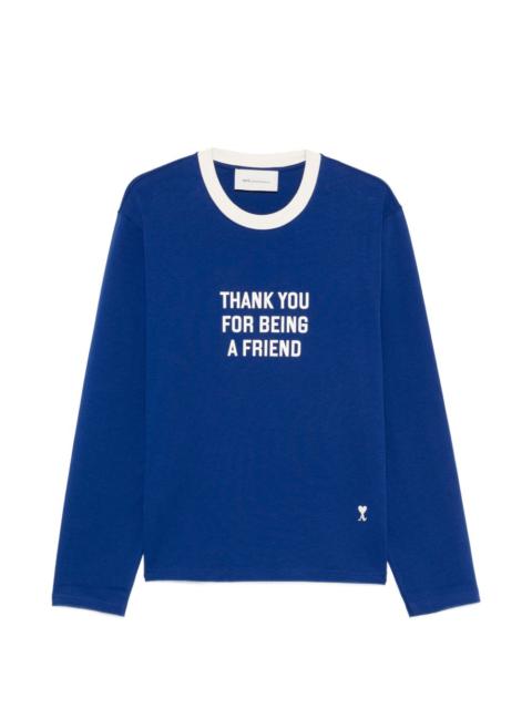 AMI Paris slogan-print long-sleeve T-shirt