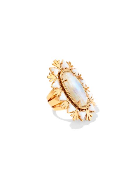 KENDRA SCOTT Havana Vintage Gold Cocktail Ring in Iridescent Abalone