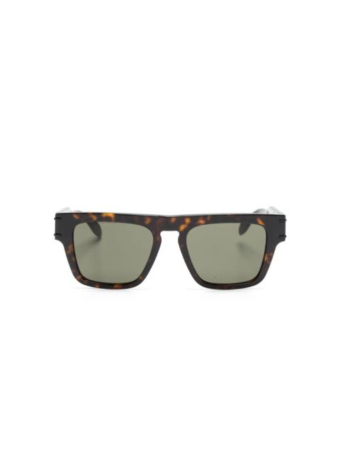 Alexander McQueen tortoiseshell-effect rectangle-frame sunglasses