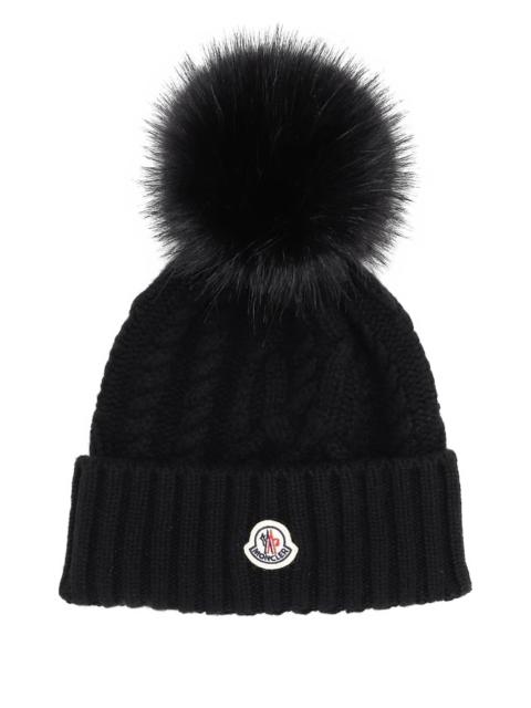 Moncler Moncler Cable-knit Pom-pom Beanie Hat