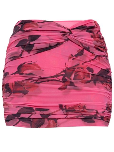 Blumarine floral-print ruched 미니 스커트