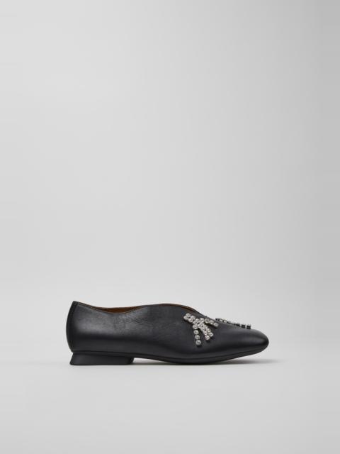 CAMPER Twins Black Leather Ballerinas for Women.