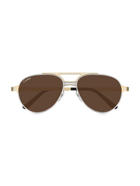 Cartier Women's Santos Evolution 59MM Pilot Sunglasses - Dark Brown Gold