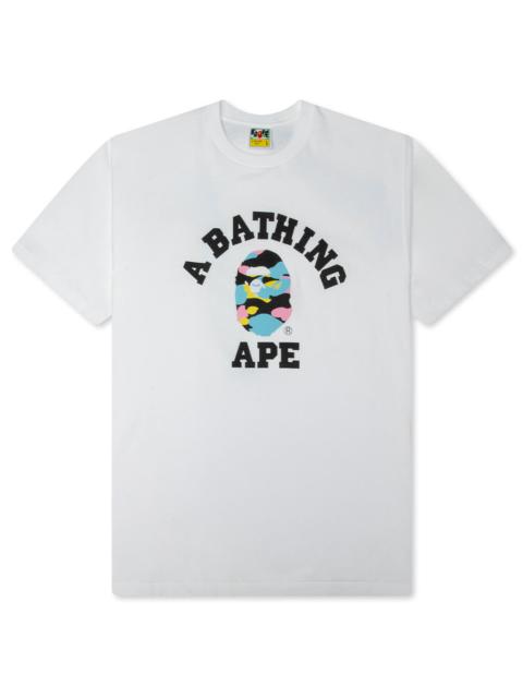 A BATHING APE® NEW MULTI CAMO COLLEGE TEE - WHITE