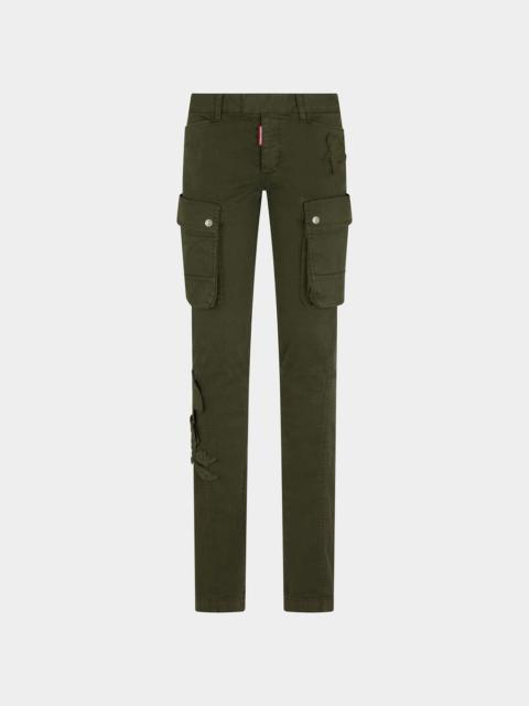 DSQUARED2 BLOSSOM PATCH FLARE SEXY CARGO PANTS
