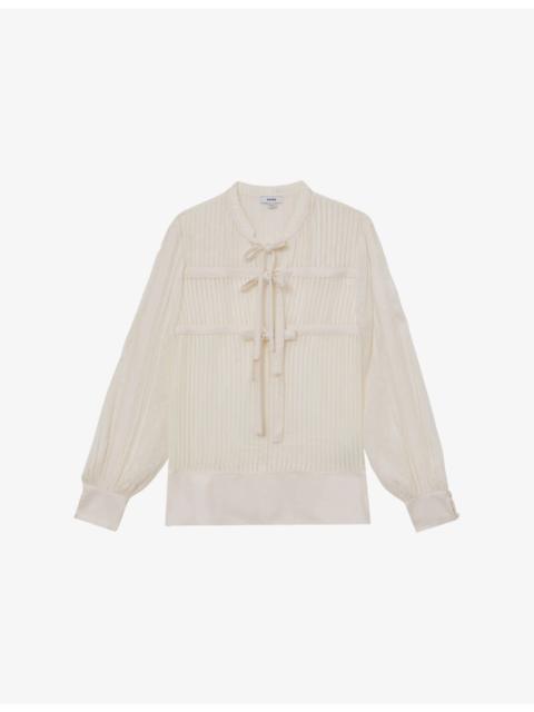 REISS Josephine Tie-Front Woven Blouse