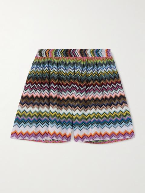 Missoni Striped Metallic Crochet-knit Shorts