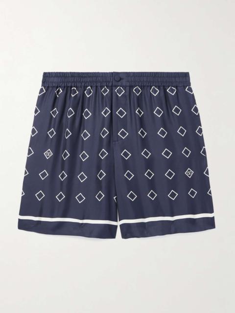 Valentino Straight-Leg Printed Silk-Twill Shorts