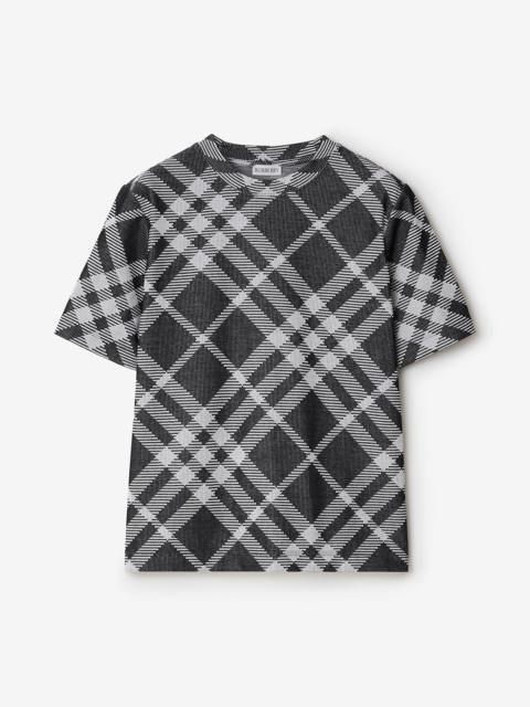 Burberry Check Stretch Cotton Blend T-shirt