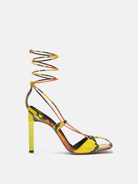 ''ADELE'' ORANGE ,BLACK, YELLOW AND GREEN LACE-UP SANDAL