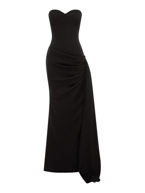 ALEX PERRY Sweetheart Draped Wool Gown black