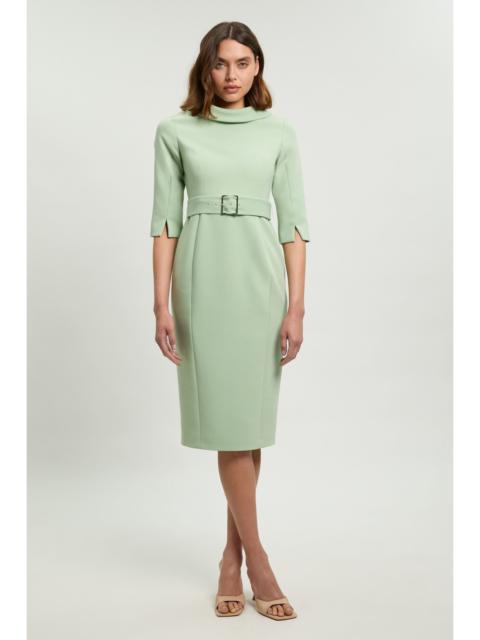 KAREN MILLEN Tailored Roll Neck Pencil Midi Dress