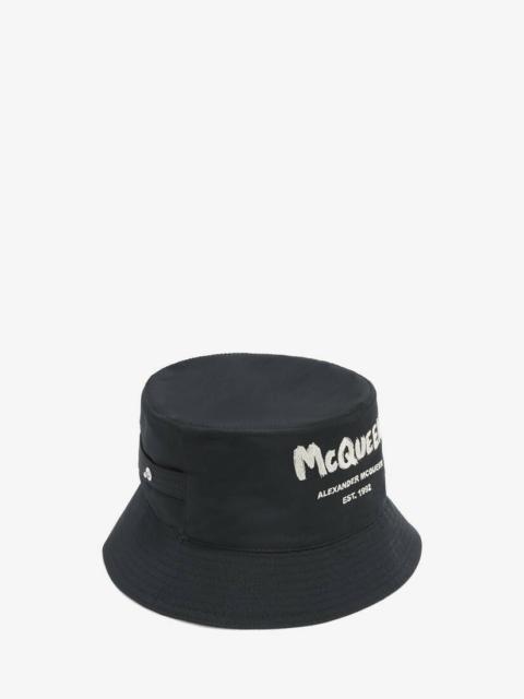 Alexander McQueen Mcqueen Graffiti Bucket Hat in Black/ivory