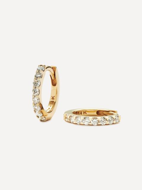 MISSOMA 14ct Gold Fine Classic Diamond Huggie Hoop Earrings