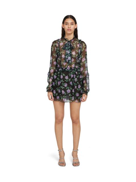MSGM Poly chiffon mini dress with "rose bush" print