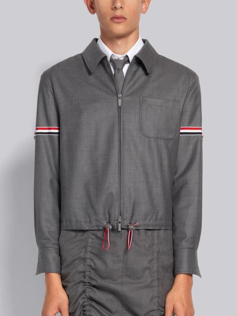 Medium Grey Super 120s Wool Twill Armband Zip-up Shirt Jacket