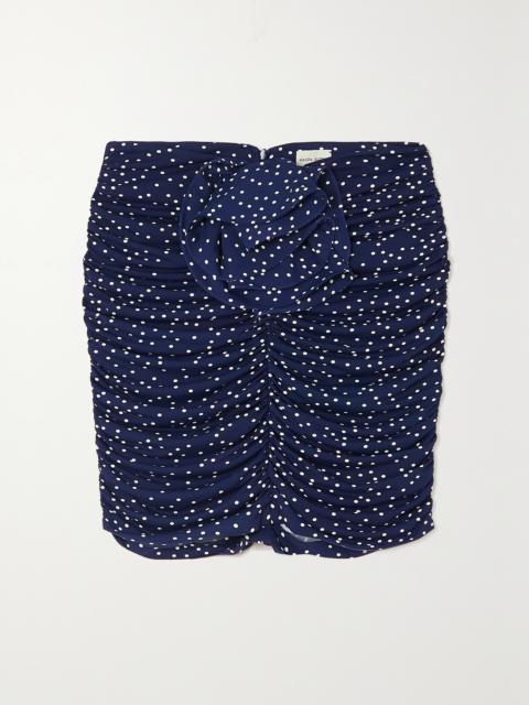 MAGDA BUTRYM Embellished Ruched Polka-dot Stretch-jersey Mini Skirt