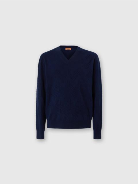 Missoni Tonal cashmere V-neck and zigzag pullover